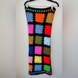 Colorful vintage style crotchet throw blanket‎
